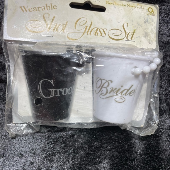Other - Groom & bride shot plastic glass set.